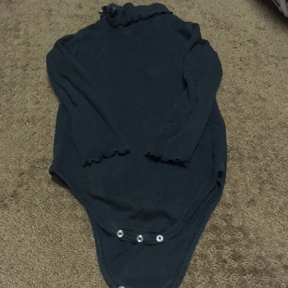 turtleneck onesie 3T girls solid black one piece EUC Halloween Fall anytime